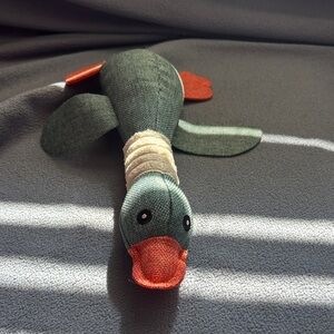 Green and Orange Plush Duck Toy